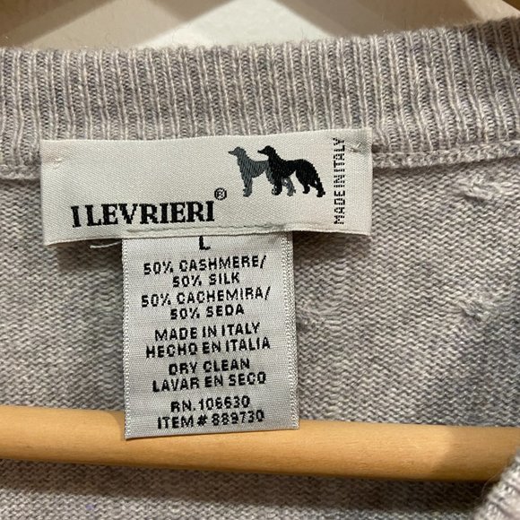 Ilevrieri Men's Lightweight Gray Cable Knit Sweater Cashmere & Silk Size Large - Picture 6 of 6
